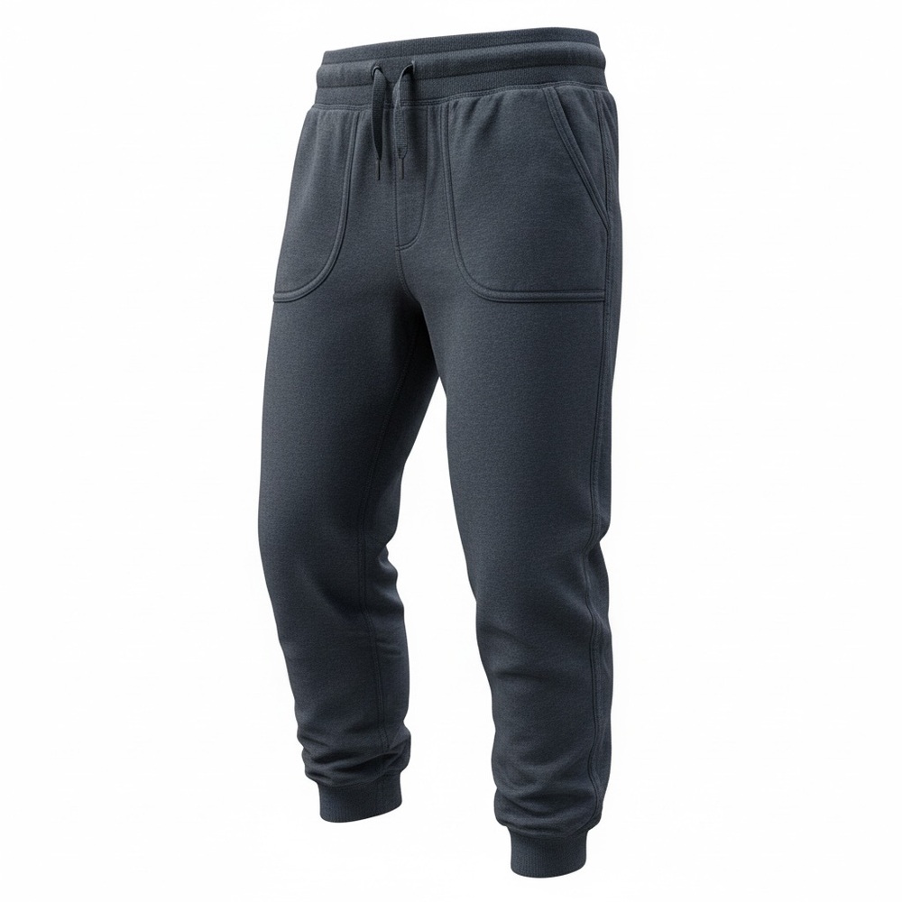 Navy Blue Heathered Joggers Tapered Sweatpants with Pockets & Drawstring- short